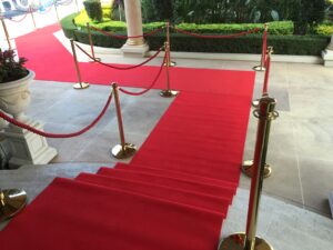 Red Carpet & Brass Bollards